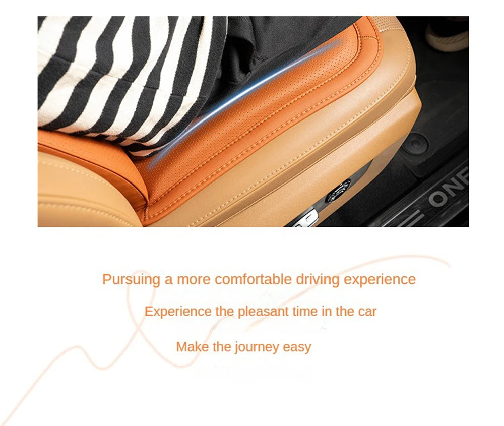 Soft Leather Car Seat Cushion Non-Slip Memory Cotton with Waist Support Pillow, Car Accessories