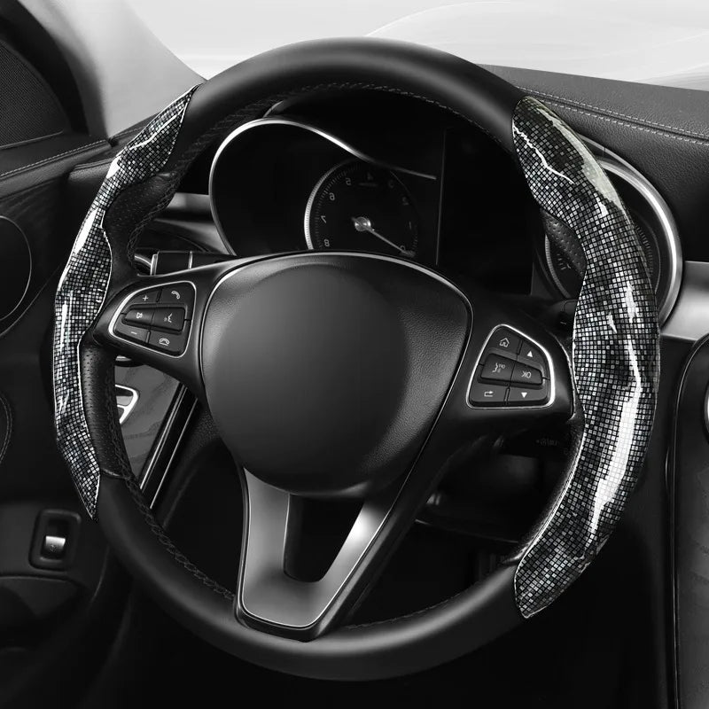 High-Quality PU Leather Snap-On Steering Wheel Cover – Thin, Light, Shiny, Comfortable Universal Wheel Protector - Delicate Leather