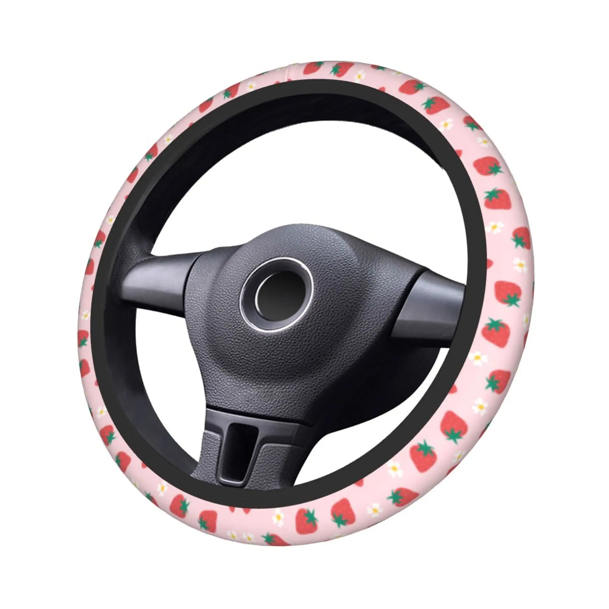 Strawberry Flowers Steering Wheel Cover, Fruiti Car Steering Wheel Cover , Car Accessories 34 - Delicate Leather