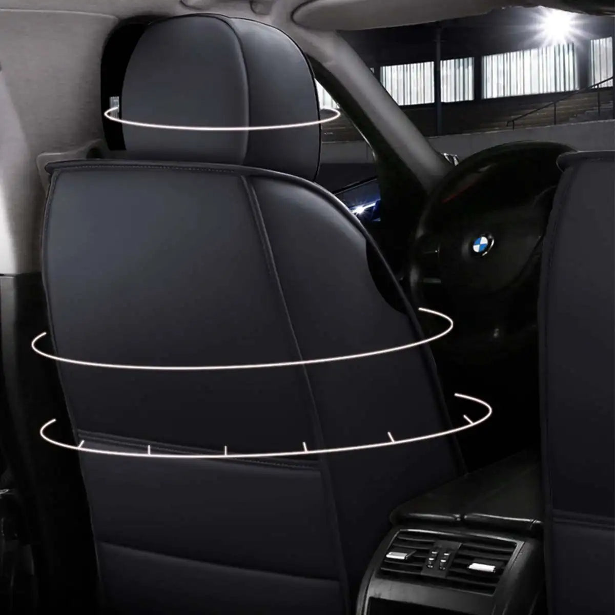 Deluxe PU Leather Car Seat Covers for 5 Seats – 11PCS Full Set with Front & Rear Protection for SUV & Truck 04 - Delicate Leather