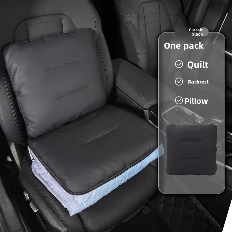 Universal Car Headrest Pillow – High-Quality Latex Cushion with Breathable Leather Cover, Neck & Lumbar Support Pillow - Delicate Leather
