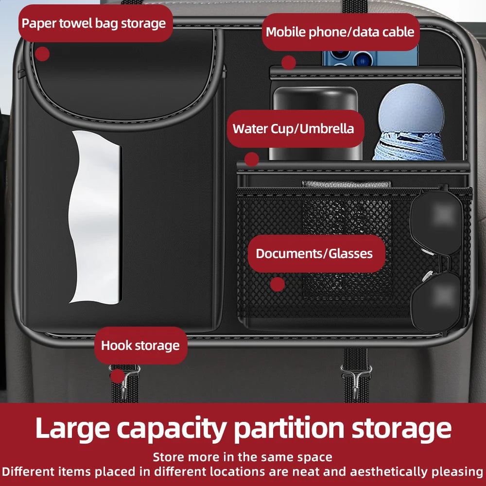 Car Seat Back Storage Organizer – Universal Multi-Functional Storage Bag for Car Interior Tidying - Delicate Leather