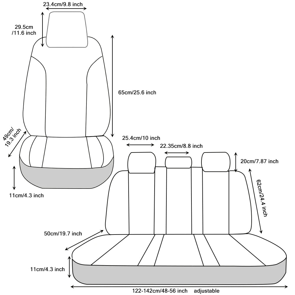 Waterproof PU Leather Car Seat Covers – Five Seats, High Back Front and Rear Split Bench in White & Coffee 11