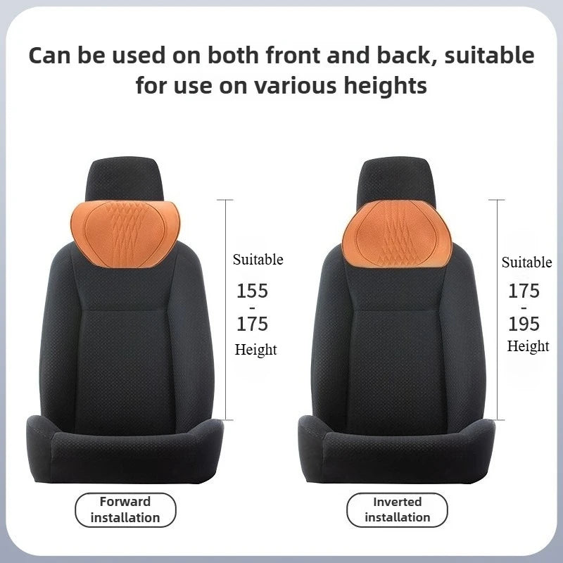 Nappa Leather Car Neck & Seat Pillow – Memory Foam Car Headrest and Lumbar Cushion, Universal All-Season Auto Accessories - Delicate Leather