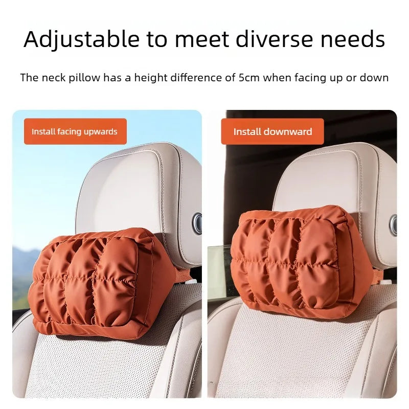 Car Neck Pillow and Lumbar Support Set – Soft Leather Seat Headrest and Back Cushion, Universal Fit - Delicate Leather