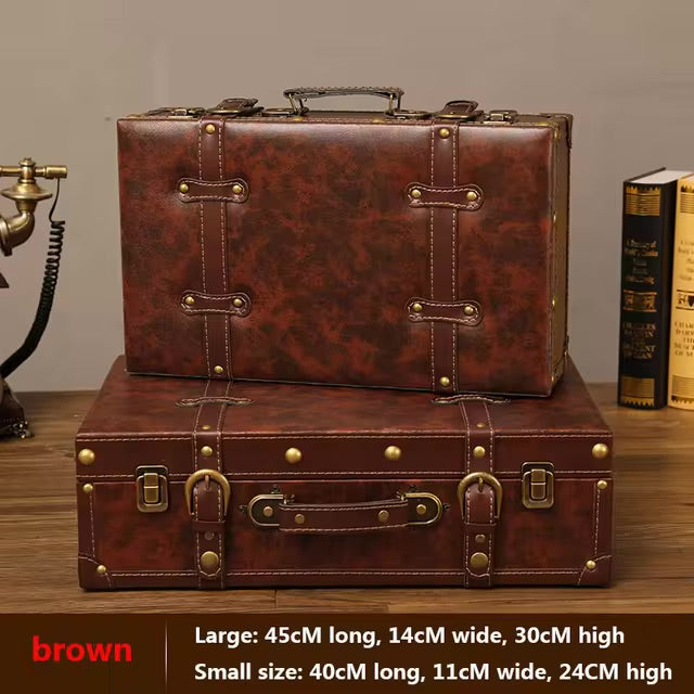 Customized Vintage Travel Suitcases Large Capacity Wooden Luggage, Clothes Storage Organizer Boxes, Decorative Props