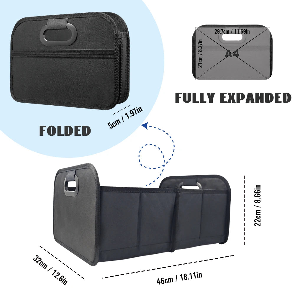 Foldable Trunk Organizer for SUV – Portable Multi-Functional Car Storage Box for Camping & Daily Use - Delicate Leather