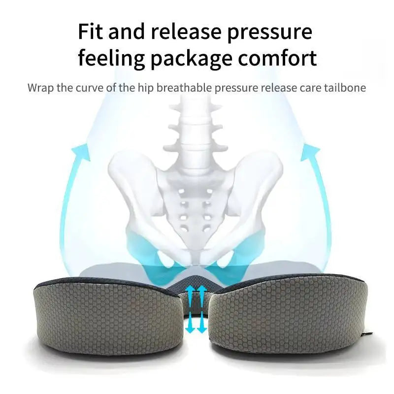 Memory Foam Seat Cushion – Non-Slip Contoured Chair Pad for Office & Car - Delicate Leather