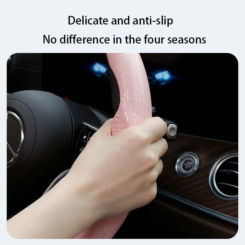 2PCS Steering Wheel Grip Covers – Colorful Ultra-Thin Anti-Slip Universal Set - Delicate Leather