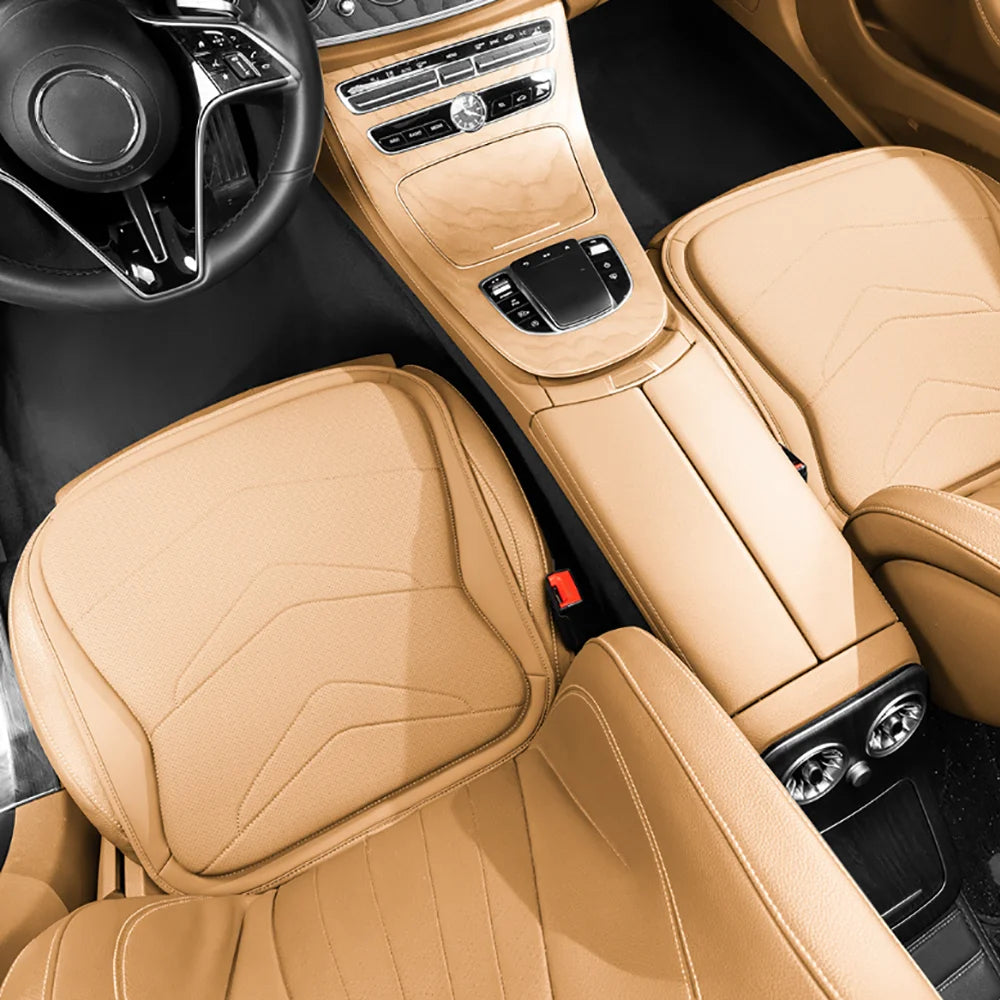 Premium Leather Car Seat Cushion & Lumbar Support – Breathable Non-Slip Interior Accessory - Delicate Leather