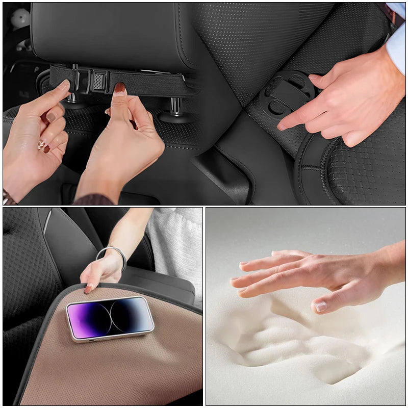 Car Seat Cushion Cover – Backrest Protective Pad for Universal Car Seats - Delicate Leather
