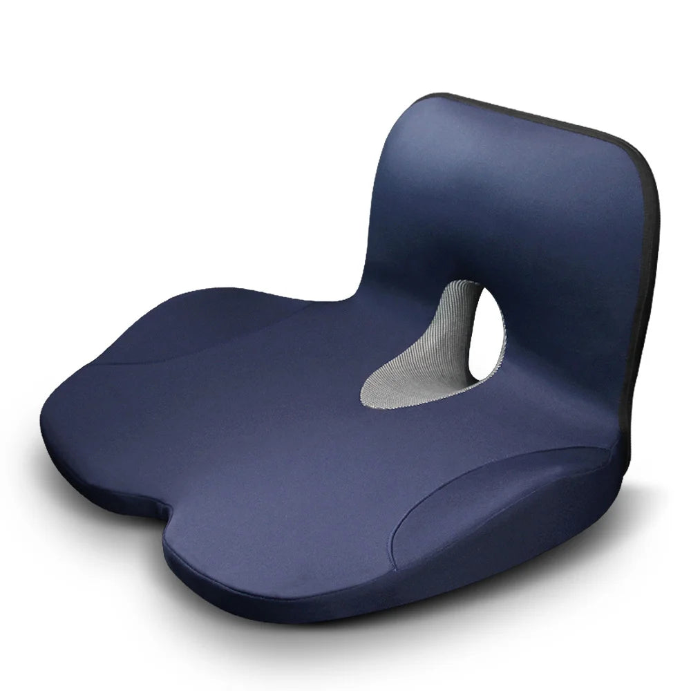 L-Shaped Memory Foam Seat Cushion – Office Chair Pad, Anti-Slip, Pressure-Reducing Hip & Waist Support - Delicate Leather