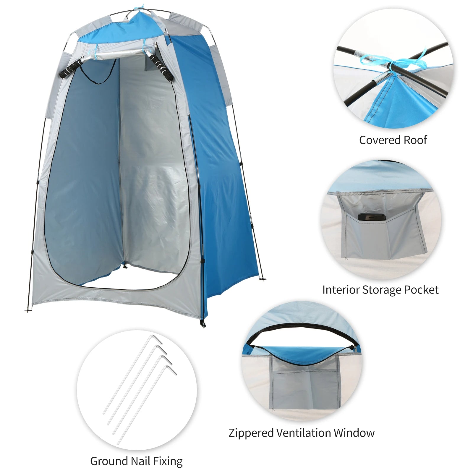 Portable Beach Shower Toilet Changing Tent Sun Rain Shelter Privacy Shelter Tent with Window for Outdoor Camping Bathroom - Delicate Leather