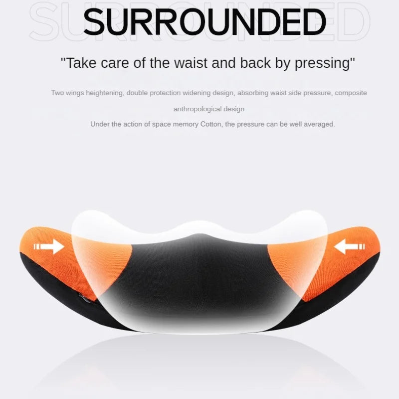 Memory Foam Car Headrest & Lumbar Pillow, Neck and Back Support Cushion, Universal for Car, Office, and Home - Delicate Leather