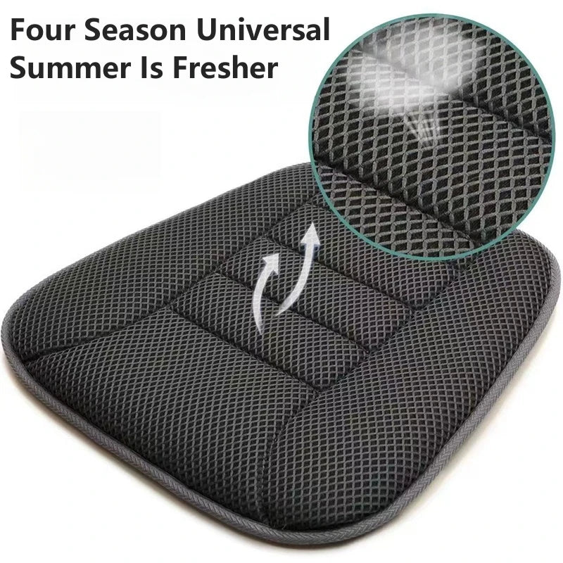 3D Air Mesh Car Seat Cushion – Breathable, Non-Slip, Universal Four-Season Seat Pad - Delicate Leather