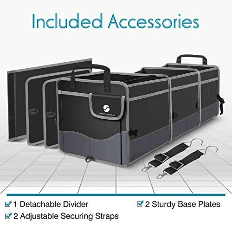 Collapsible Car Trunk Organizer with Cooler – Multi-Compartment Storage Box with Non-Slip Base - Delicate Leather