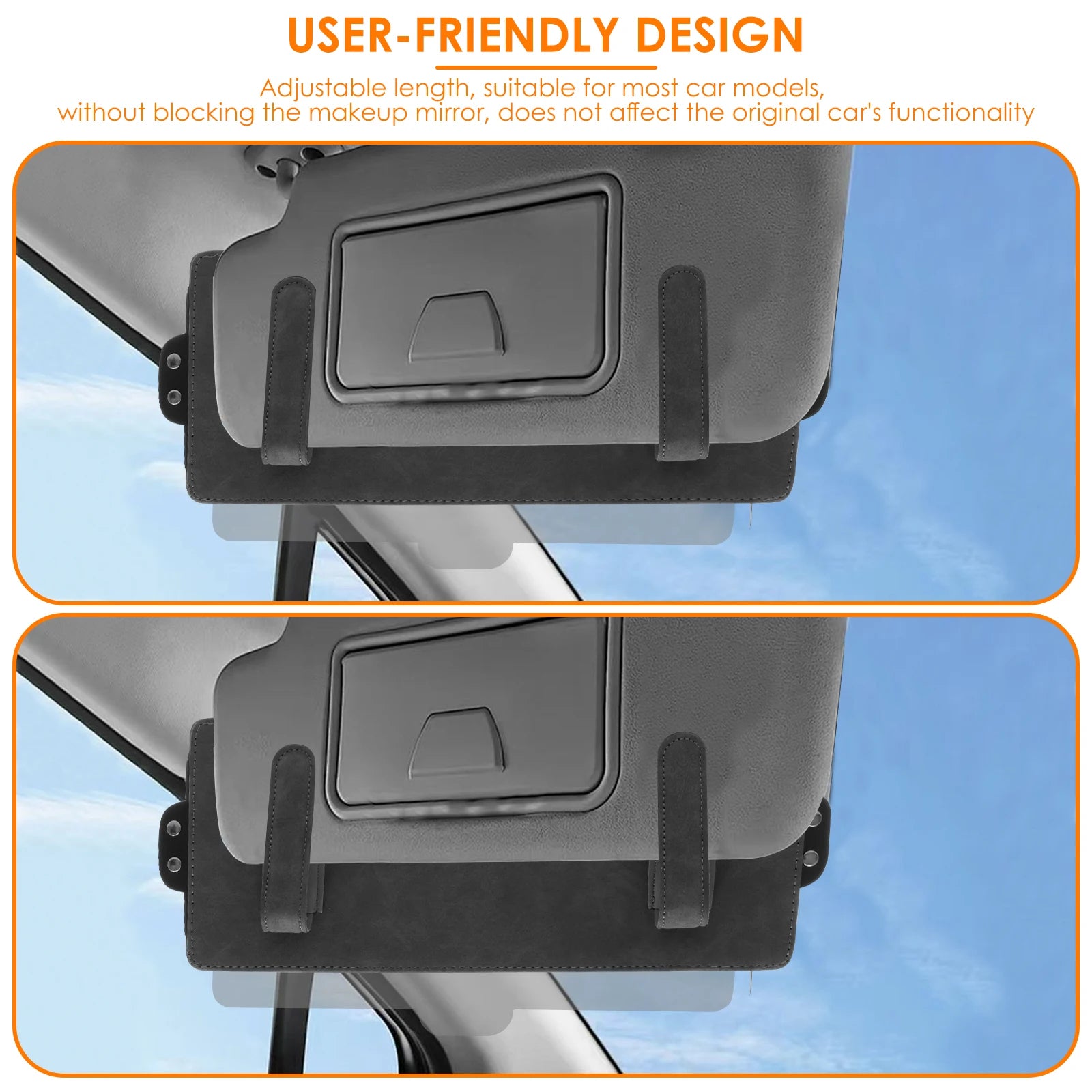 Universal Car Sun Visor Extender Anti-Glare UV Adjustable Windshield Sunshade Cover for Cars & Trucks - Delicate Leather
