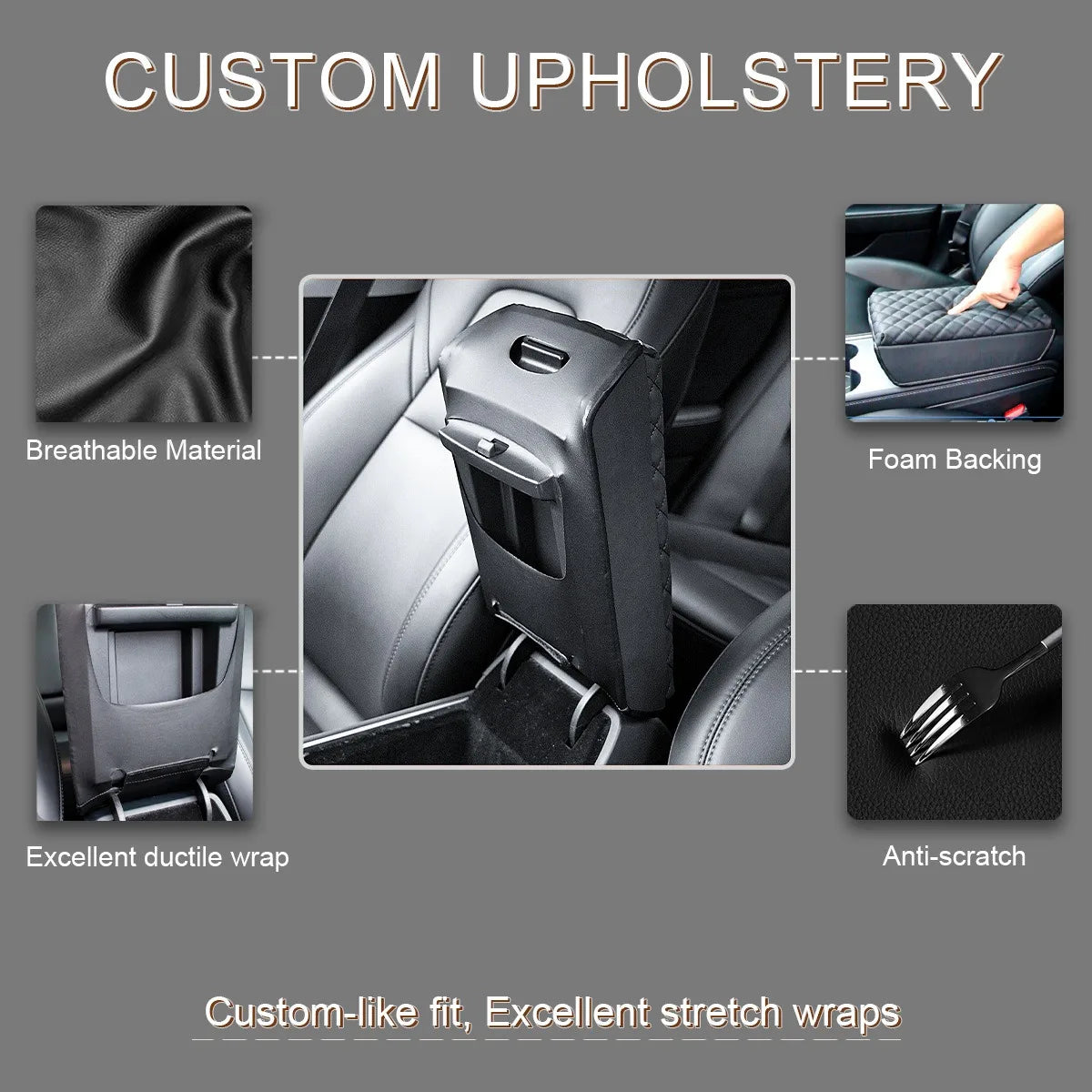 Leather Armrest Box Protective Cover – ABS Center Console Armrest Lid Protector - Delicate Leather