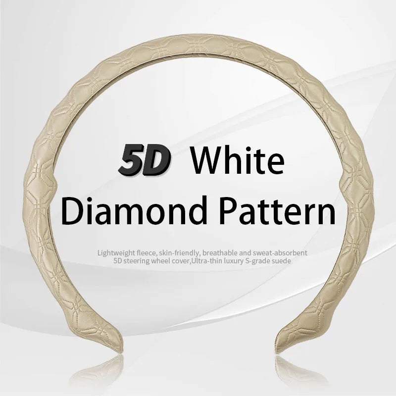 5D Diamond Steering Wheel Cover – Breathable Ultra-Thin Anti-Slip Universal Fit - Delicate Leather