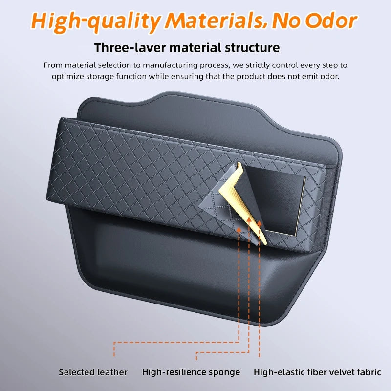 PU Leather Car Seat Gap Organizer – Universal Crevice Storage Box for Small Items - Delicate Leather