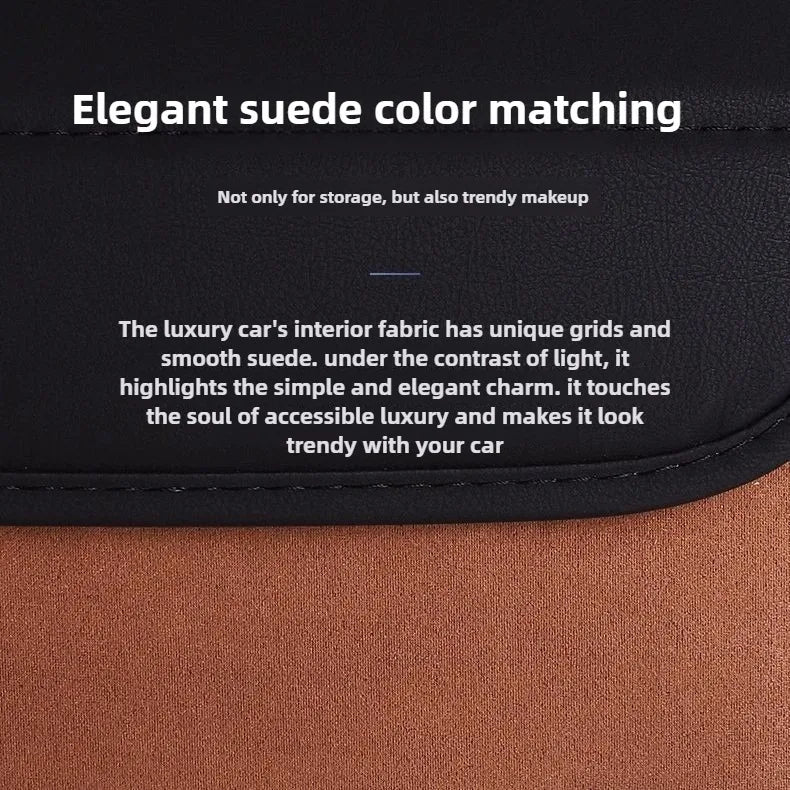 Light Luxury Suede Car Trunk Storage Box - Large Capacity Foldable Car Trunk Organizer - Adjustable Car Storage Organizer Box - Delicate Leather