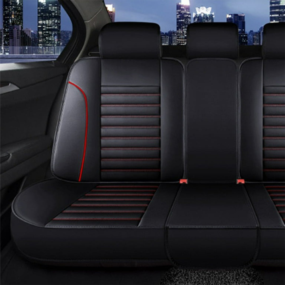 Full Set Car Seat Covers – Leather Front Split and Rear Bench Cushion for Complete Interior Protection 03 - Delicate Leather
