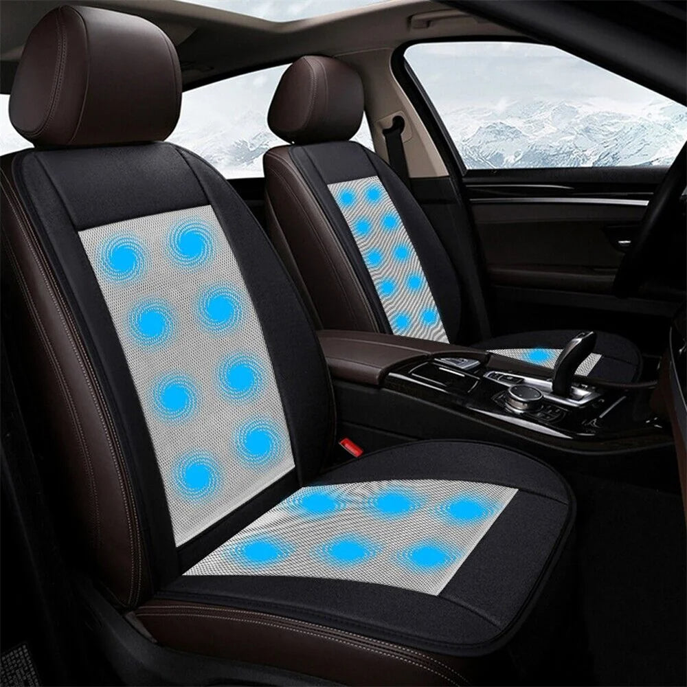 Summer Cool Blowing Ventilation Car Seat Air Cooling Cushion: Auto Seat Cooling Pad with Cigarette Lighter Controller for Enhanced Comfort During Hot Weather - Delicate Leather