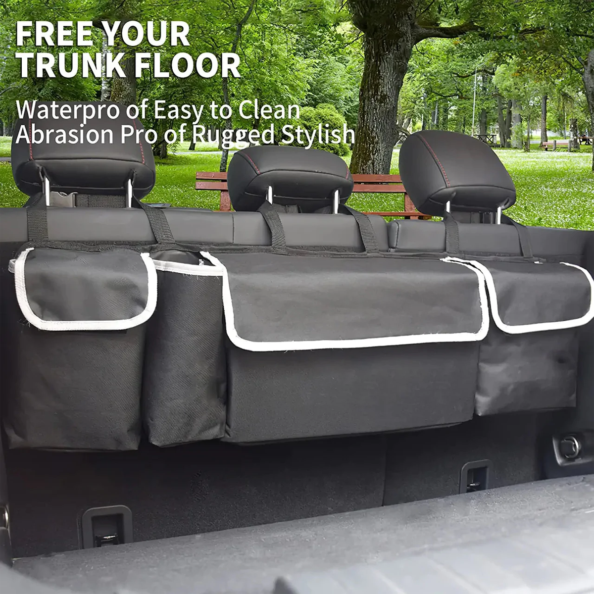 Car Trunk Hanging Organizer, Custom-Fit For Mitsubishi, Foldable Car Trunk Organizer Maximizing Your Trunk Space DLNS239 - Delicate Leather