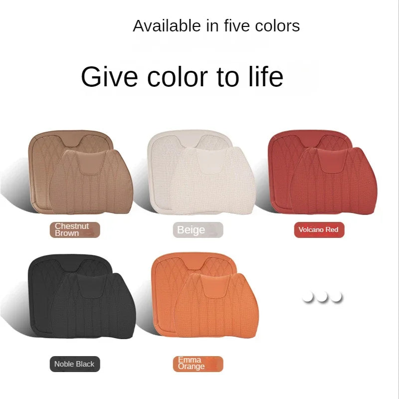 Delicate Leather Universal Car Seat Cushion with Lumbar Support – Ergonomic Leather Driver’s Seat Pad with Integrated Back Support - Delicate Leather