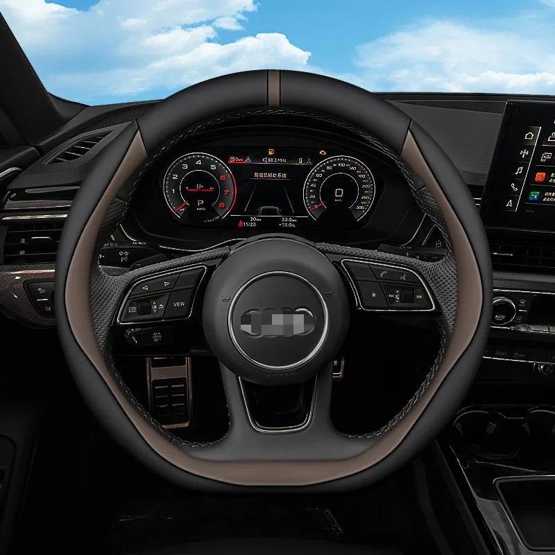 Premium Leather Steering Wheel Cover – Anti-Slip Universal Interior Protection Accessory - Delicate Leather