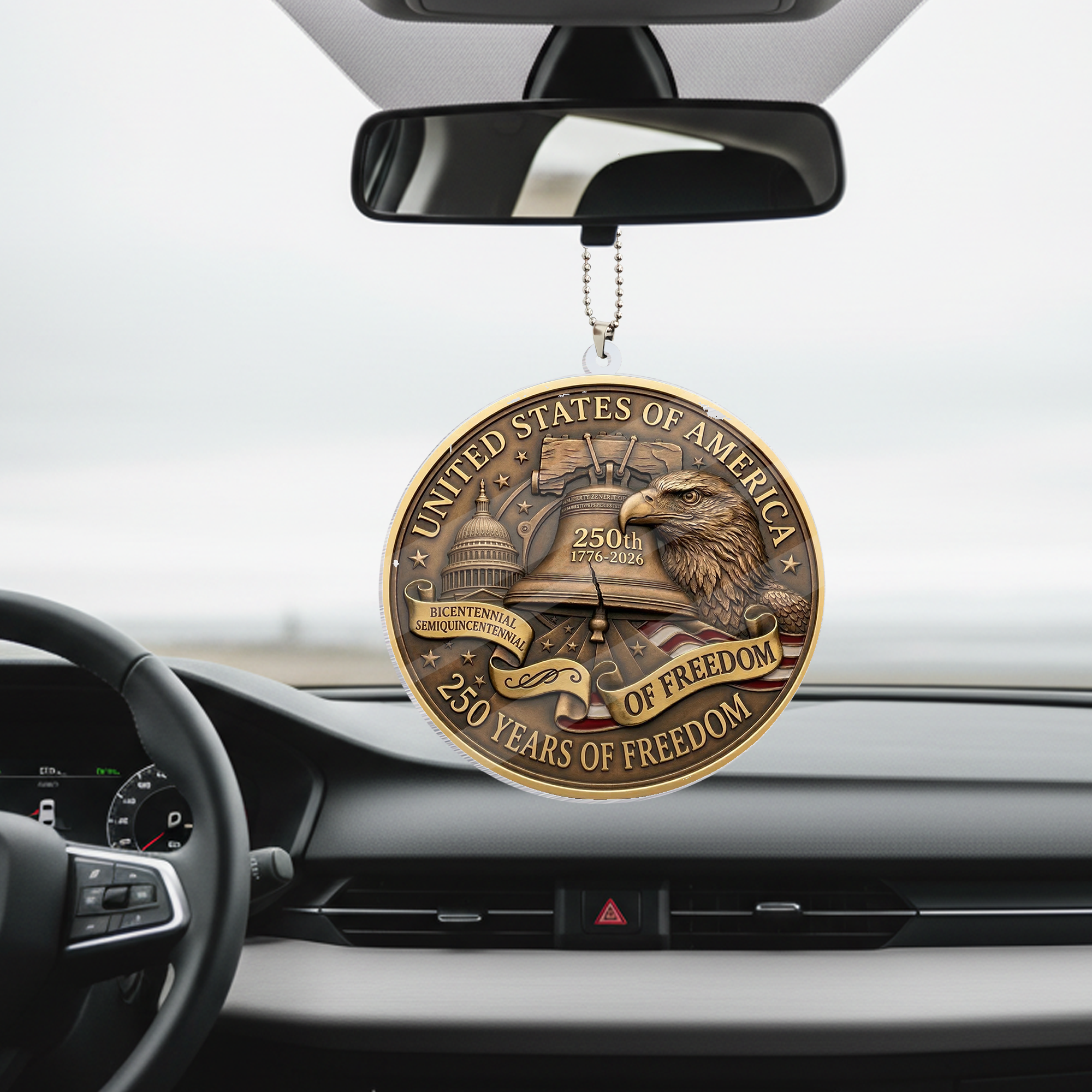 USA 250th Anniversary Rear View Mirror Accessory – Commemorative Hanging Ornament 10 - Delicate Leather