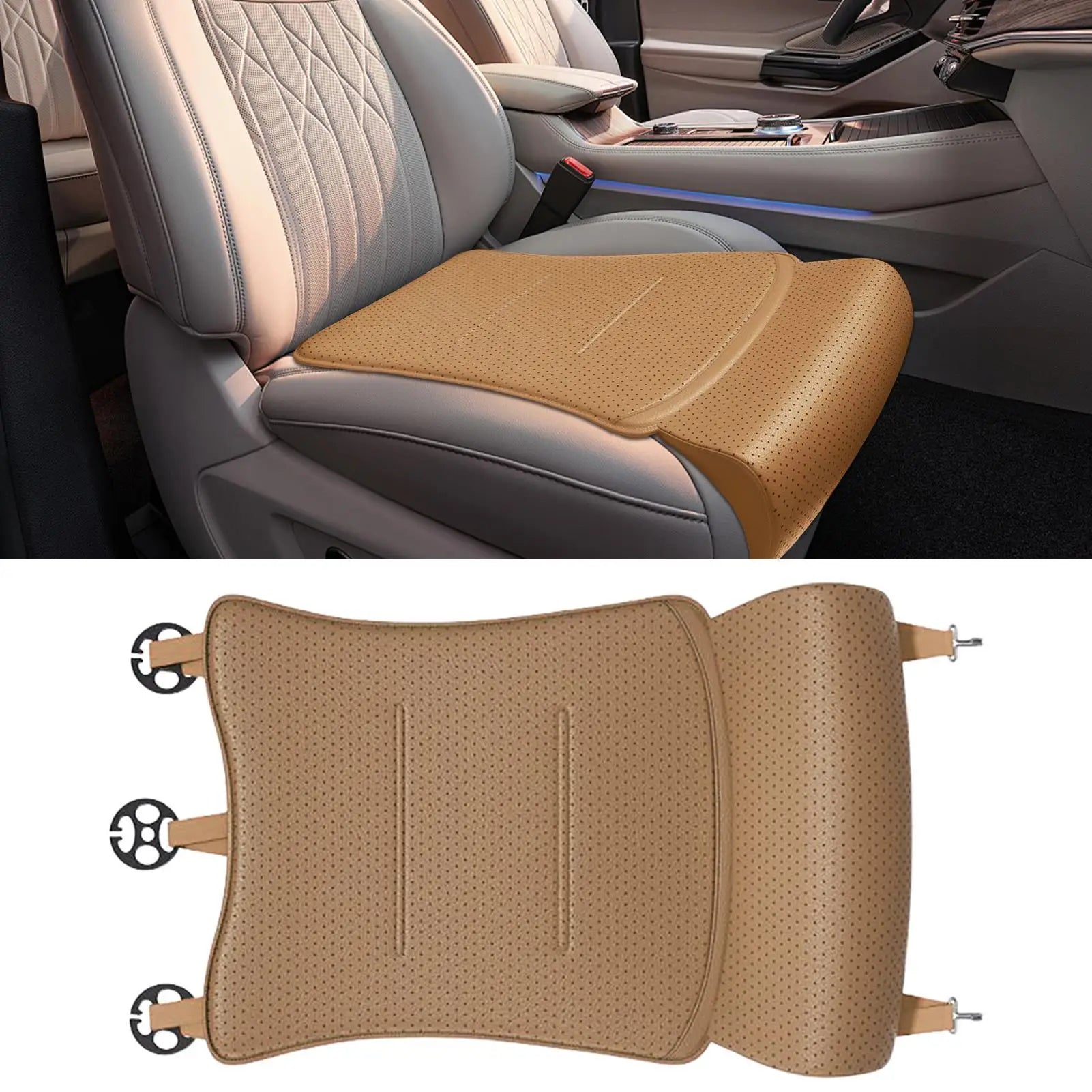 Car Seat Extension Cushion – Integrated Leg Support, Ergonomic Seat Extender, Vehicle Chair Pad for Drivers - Delicate Leather