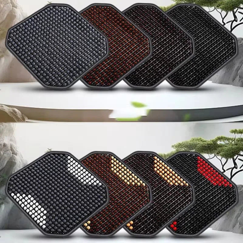 Wooden Beads Seat Cushion – Cool, Breathable, Comfortable Multi-Purpose Pad - Delicate Leather
