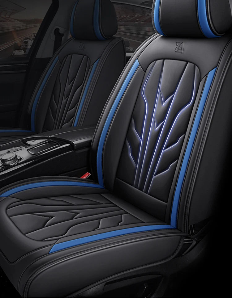 Universal PU Leather Car Seat Covers – Full Protection, Waterproof, Front & Rear Auto Seat Cover for Most Vehicles - Delicate Leather