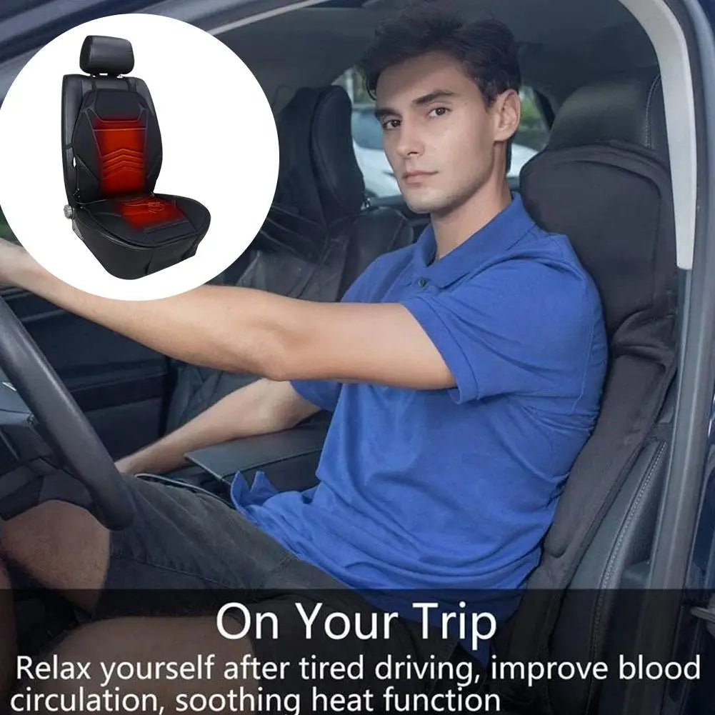 12V Universal Heated Car Seat Cushion – Winter Electric Heating Pad, Comfortable Non-Slip Seat Cover for Vehicle Interior - Delicate Leather