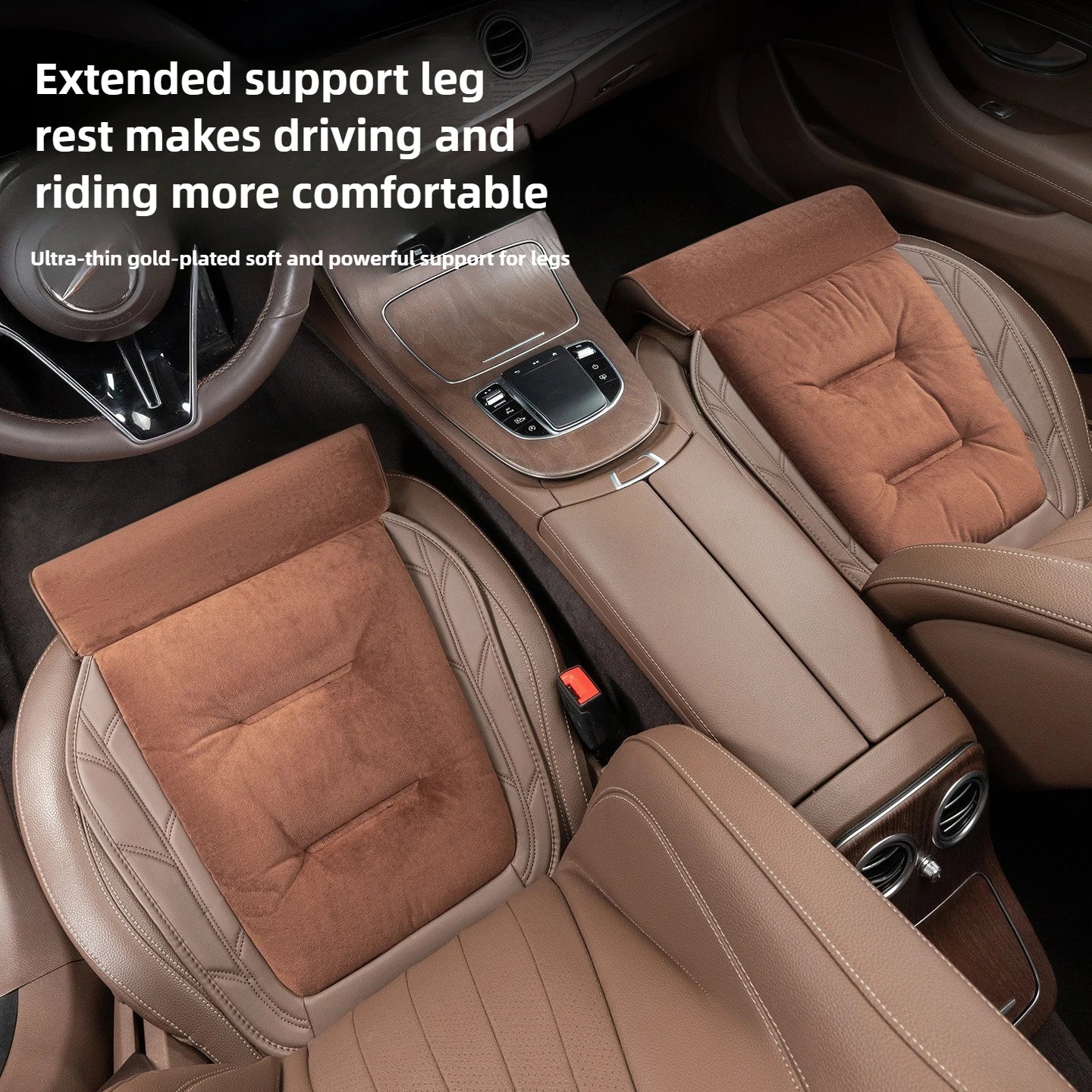 Car Seat Leg Support Extension – Flannel Leather Memory Foam Seat Extender Cushion, Universal Driver Leg Support Pad - Delicate Leather