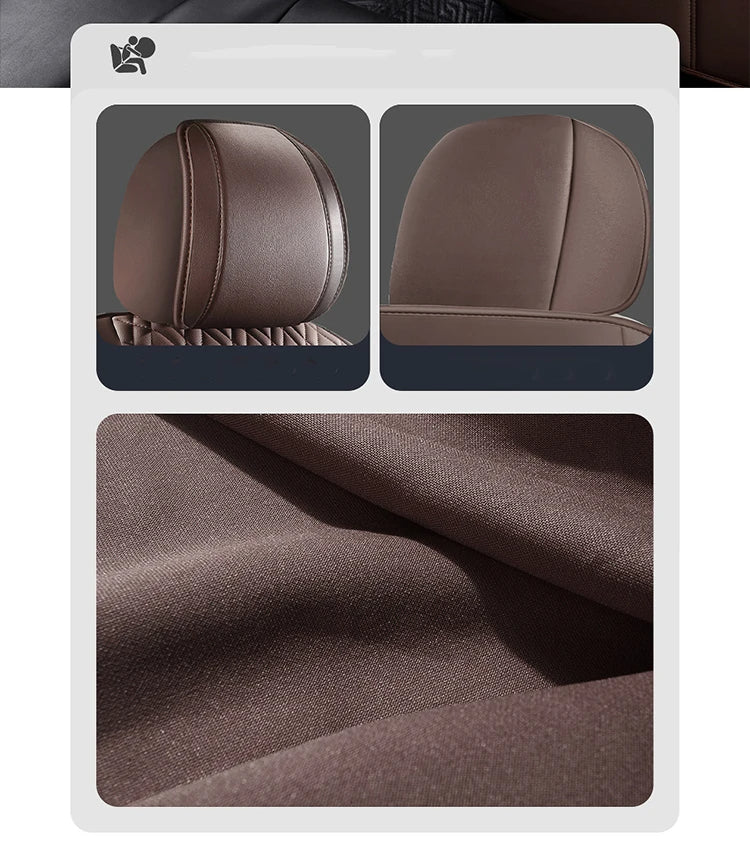 Full Set Leather Car Seat Covers – Waterproof, Universal Fit, Front & Rear Auto Seat Protection for Most Vehicles - Delicate Leather
