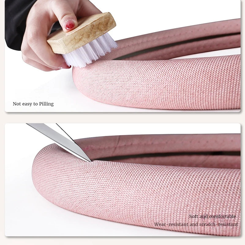 Linen Fabric Steering Wheel Cover – Soft Breathable Anti-Slip Grip, Universal Fit for 14.5–15 Inch Wheels - Delicate Leather