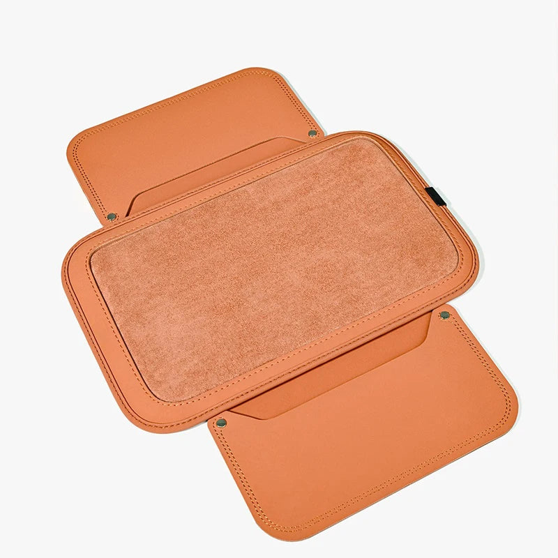 Leather Suede Car Armrest Cushion Cover – Soft Center Console Armrest Pad with Storage Pocket - Delicate Leather