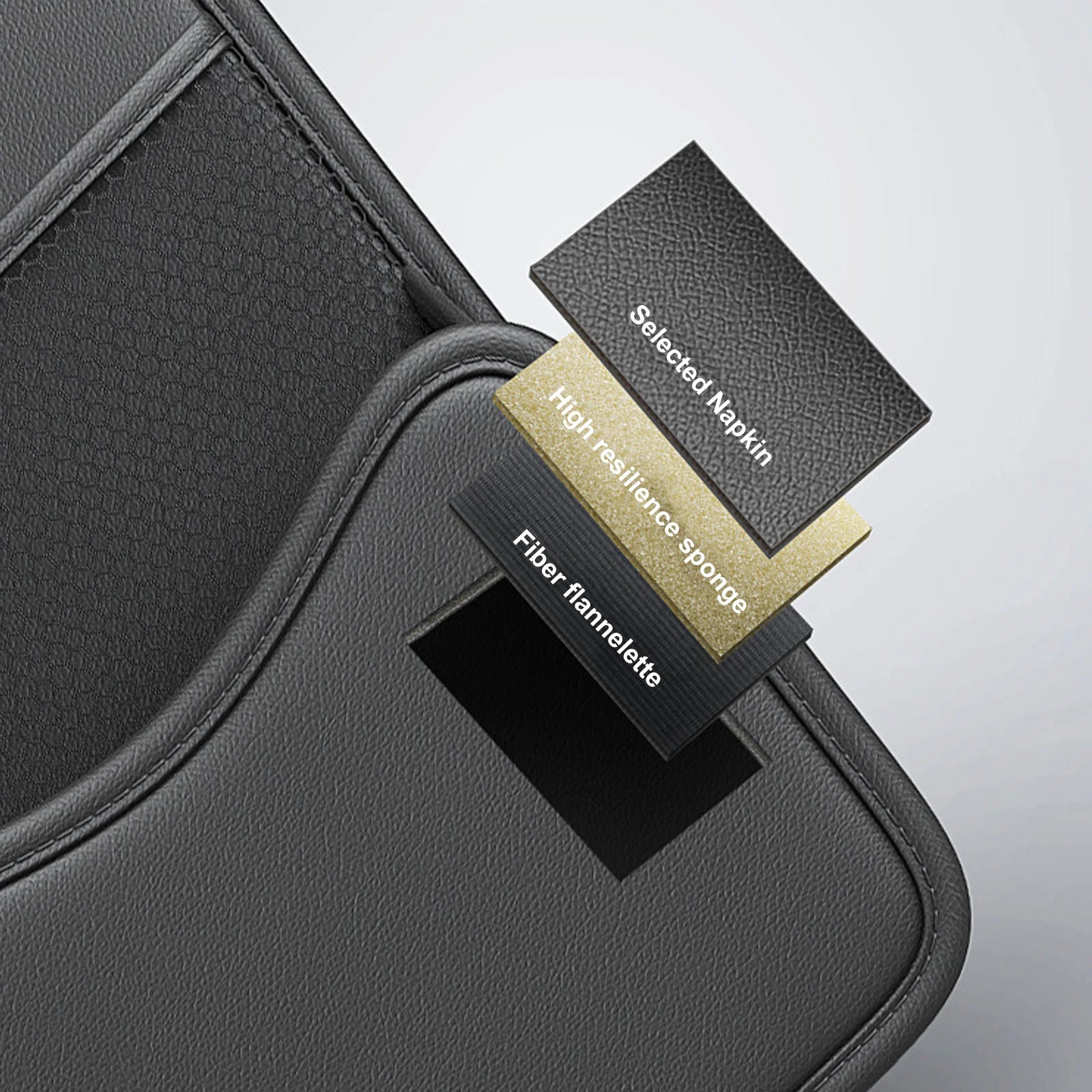 Car Handbag Holder Car Mesh Organizer Net Pocket Purse/Book/Phone Holder Tissue Box 3-IN-1 Auto Interior Organizers - Delicate Leather