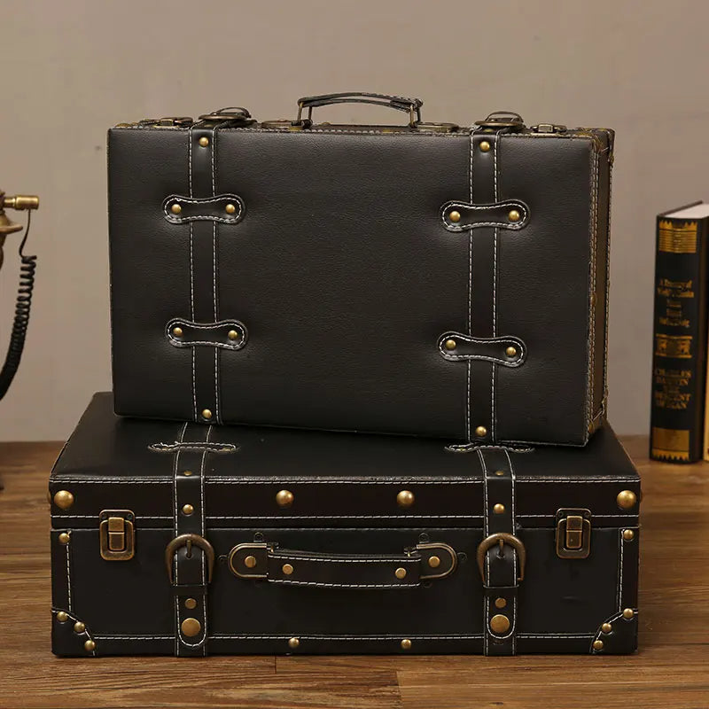 Customized Vintage Travel Suitcases Large Capacity Wooden Luggage, Clothes Storage Organizer Boxes, Decorative Props