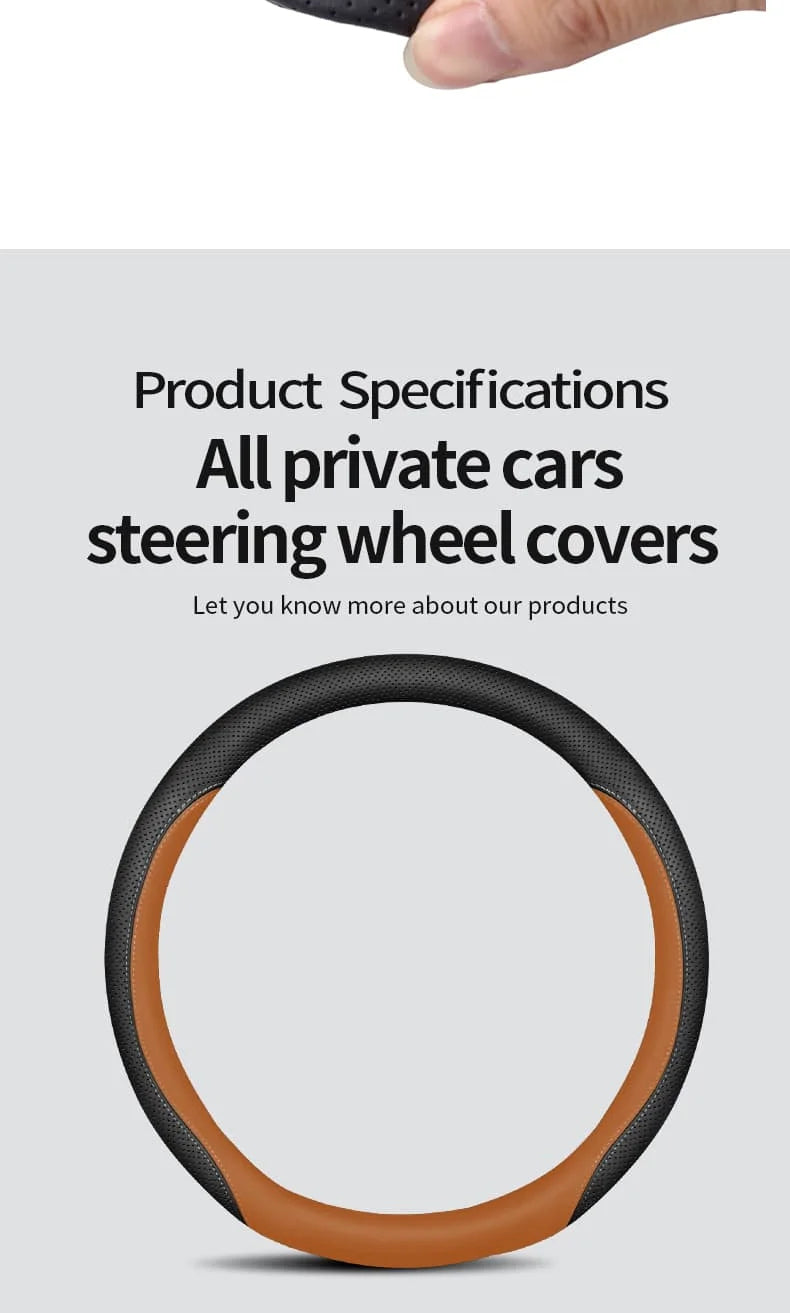 Universal Steering Wheel Cover – Anti-Slip 14.5–15 Inch Interior Protection Accessory - Delicate Leather