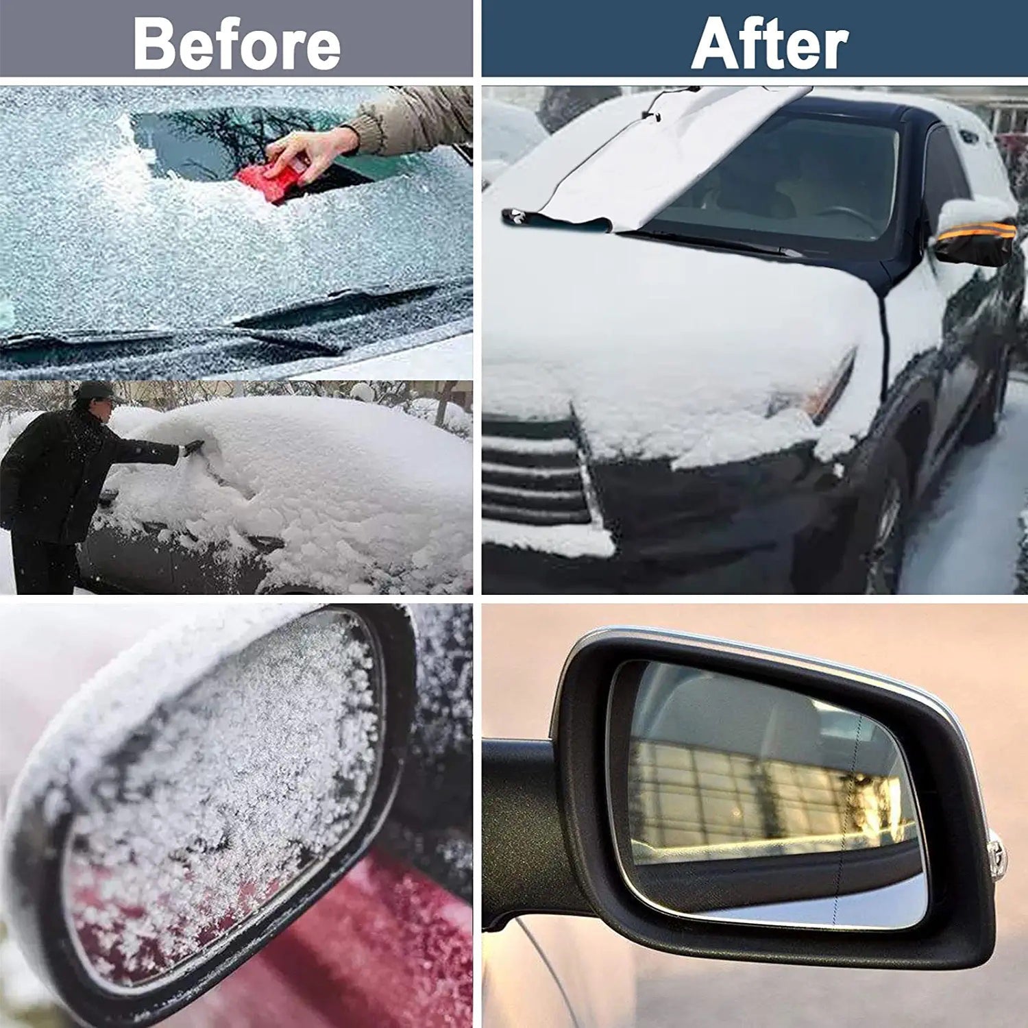 Car Windshield Snow Cover, Custom-Fit For Car, Large Windshield Cover for Ice and Snow Frost with Removable Mirror Cover Protector, Wiper Front Window Protects Windproof UV Sunshade Cover DLOV235 - Delicate Leather