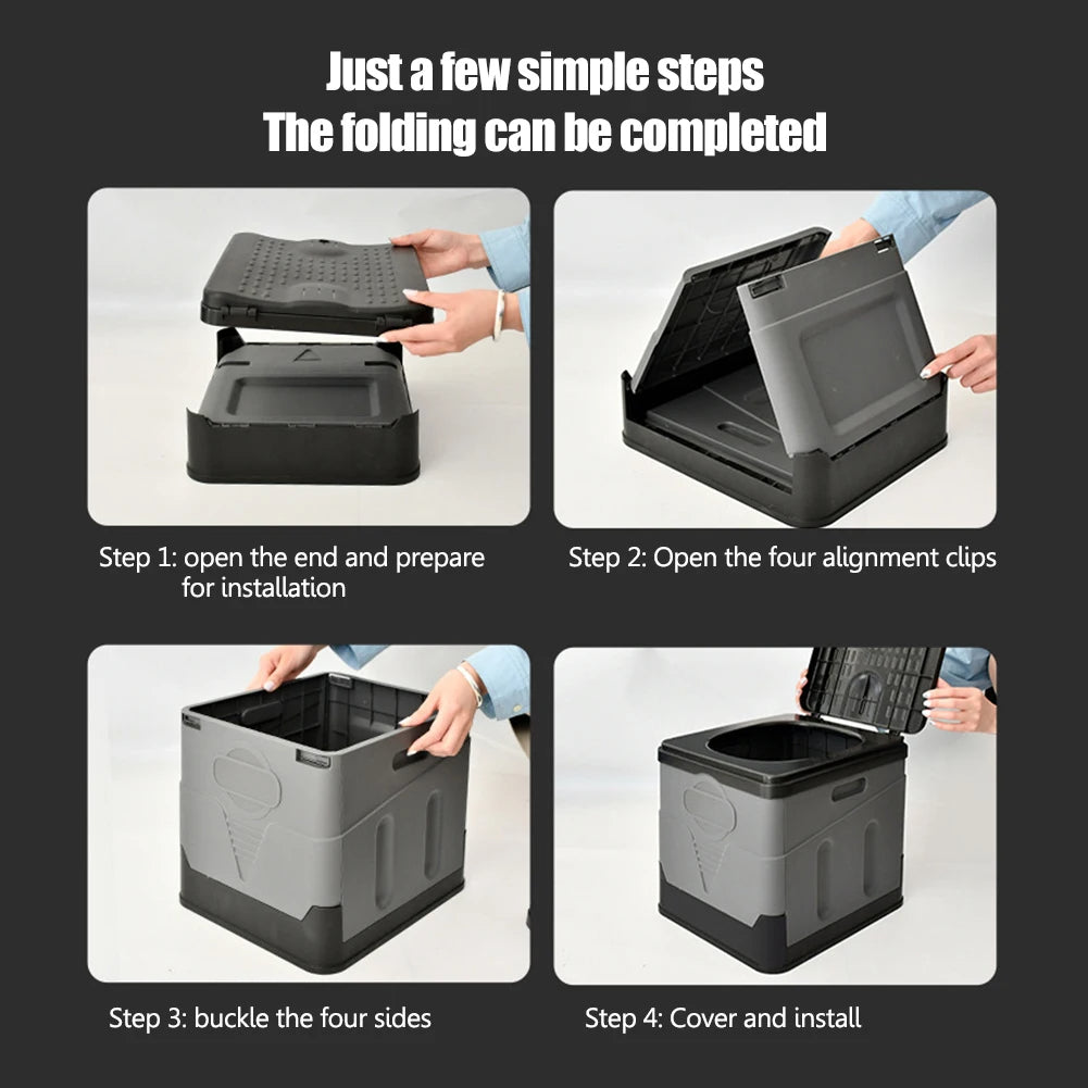 Travel Portable Car Emergency Toilet with cover Outdoor Folding Camping Toilet for Camping Hiking Boat Road Trips Beach - Delicate Leather