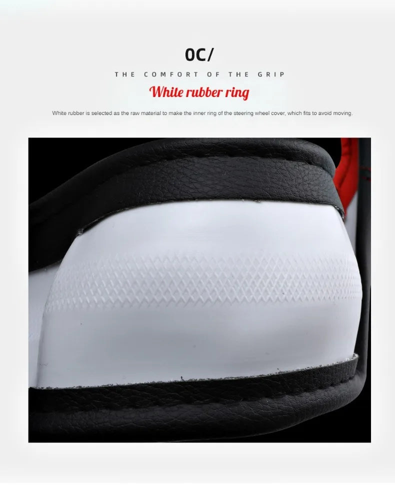 PU Leather Contrast Color Car Steering Wheel Cover Sweat Absorbent, Wear Resistant and Non-slip, Universal in All Seasons, Car Accessories 28