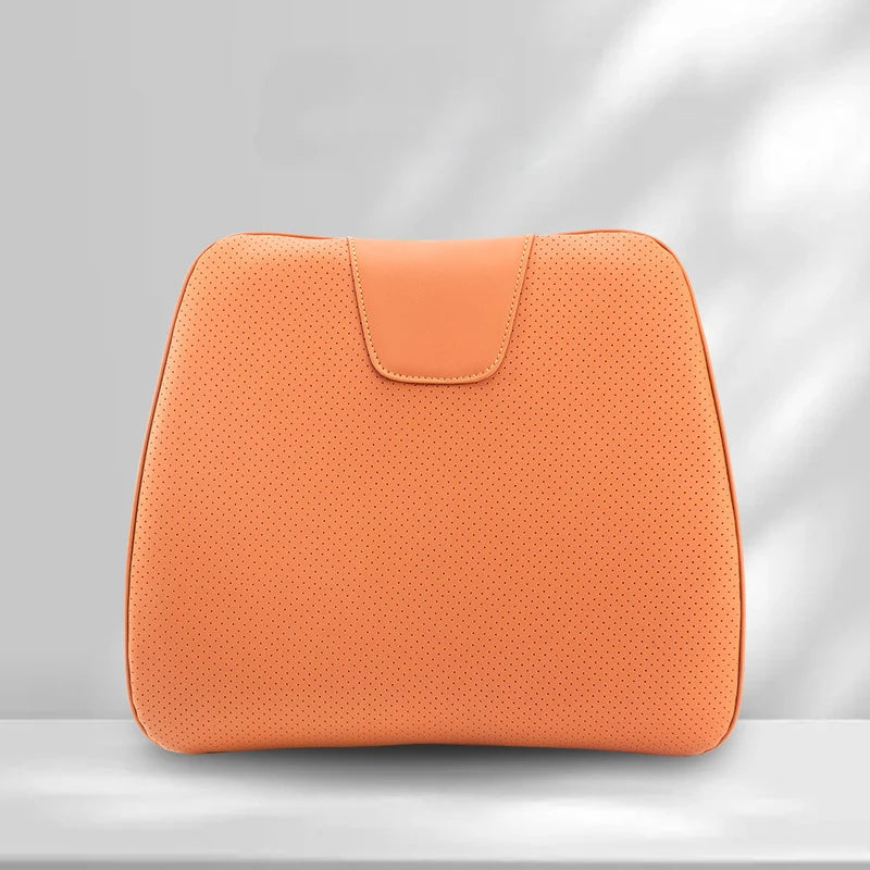 Soft Leather Car Seat Cushion Non-Slip Memory Cotton with Waist Support Pillow, Car Accessories