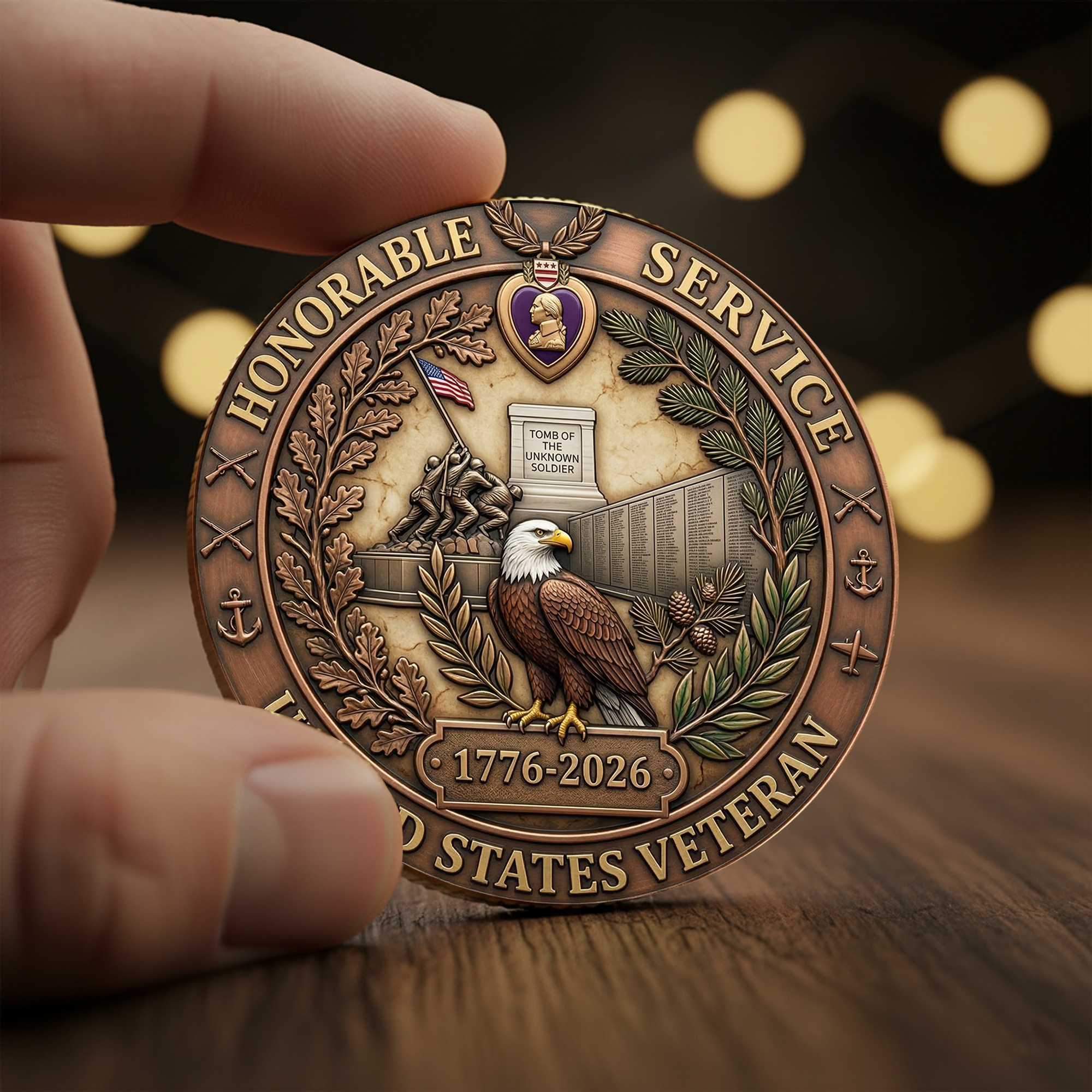 250th Anniversary of America 1776–2026 Commemorative Coin – Patriotic Souvenir Token 03 - Delicate Leather