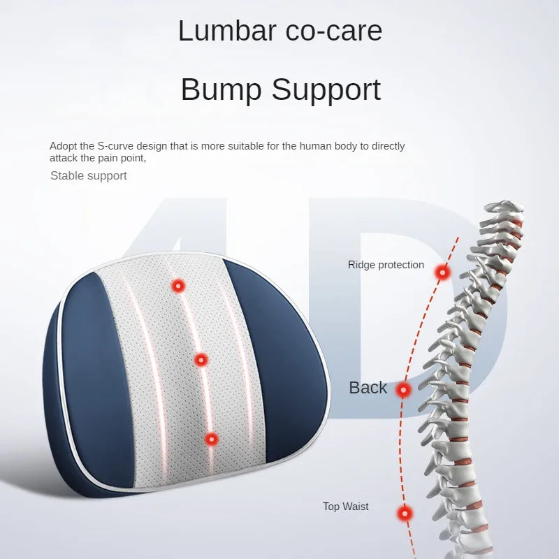 Universal Car Headrest and Lumbar Support Pillow – Memory Foam Neck & Waist Cushion for Car Interior - Delicate Leather