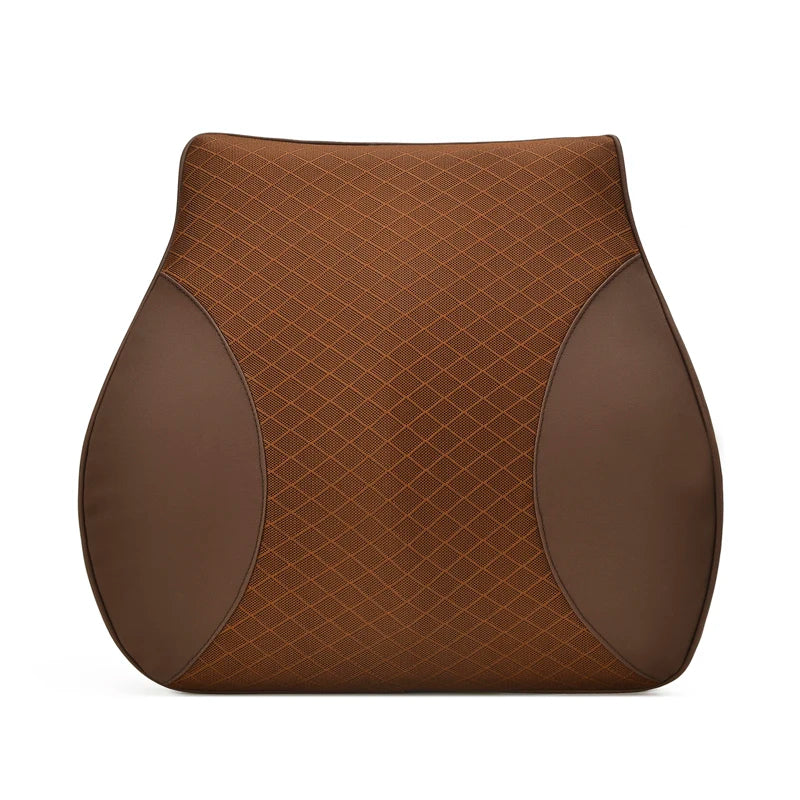 Premium Memory Foam Car Lumbar and Neck Pillow Car Seat Neck Pillow Waist Cushion for Neck Pain and Headrest Support - Delicate Leather