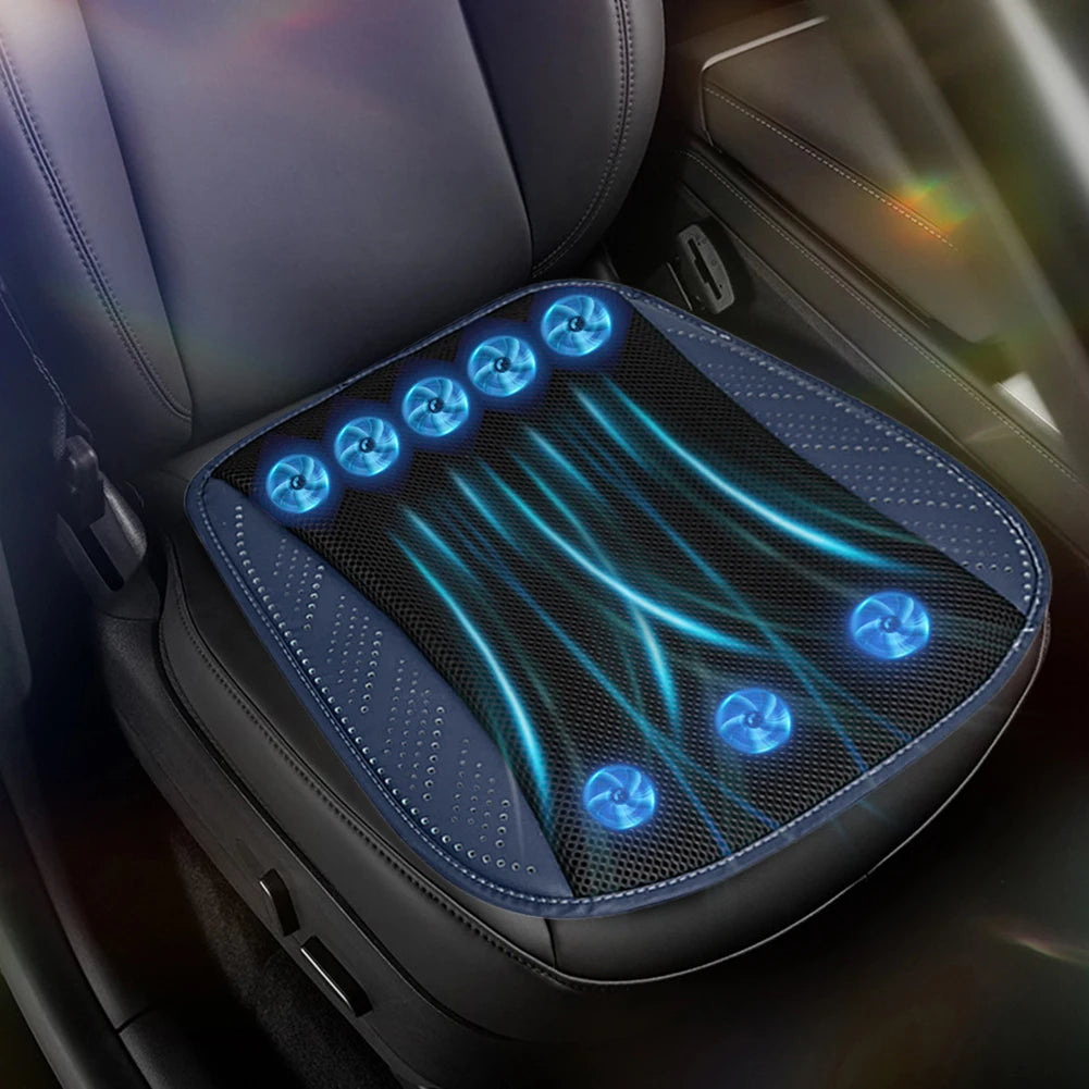 Stay Cool this Summer with the USB Fan Blowing Car Cooling Cushion: 8-Fan Design with 3 Adjustable Gears for Ultimate Ventilation and Comfort in Your Auto Interior - Delicate Leather